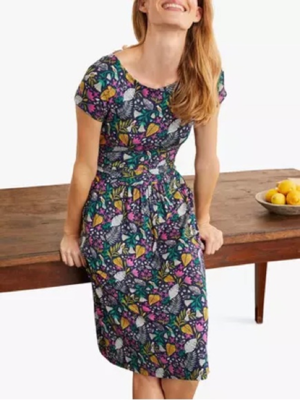 Boden Amelie Floral Bird Print Casual Dress Size 6p